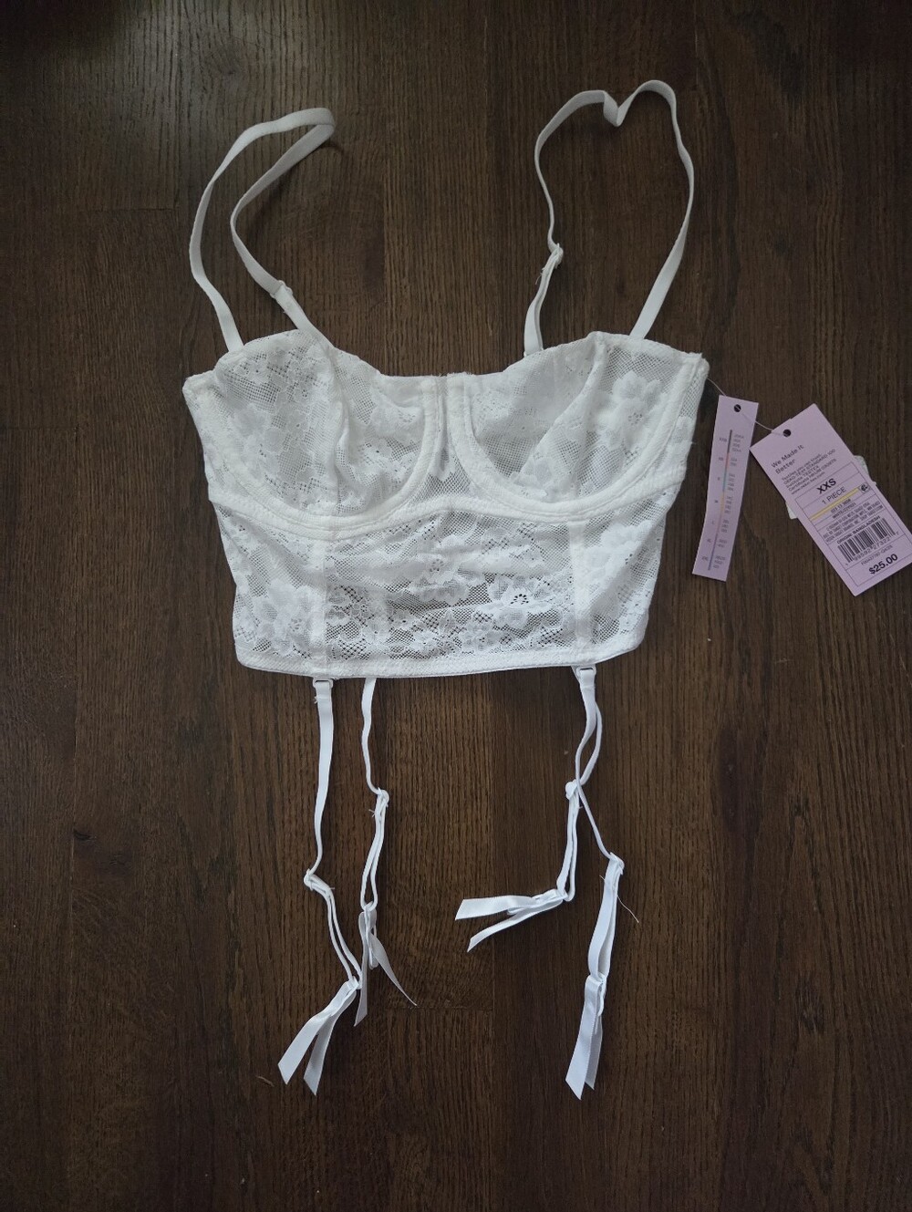 New Wild Fable Womens XXS White Lace Underwire Bustier